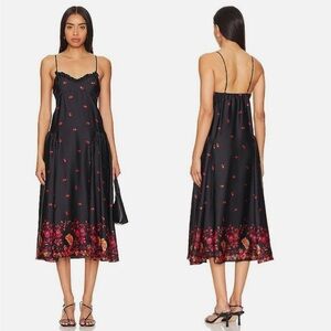 Free People Elegant Black and Red Floral Dress